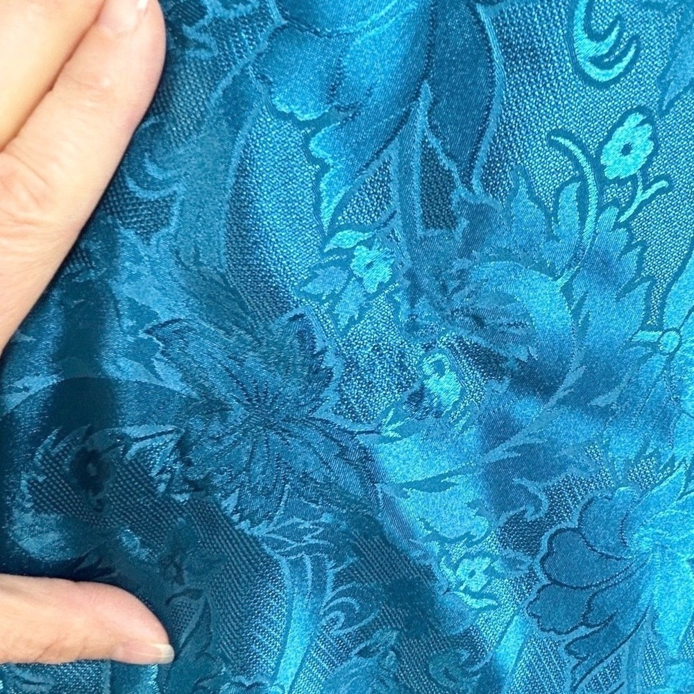 Victoria's Secret Gold Label Satin Chemise Nightgown Size M Teal Paisley 1990s - Picture 8 of 8